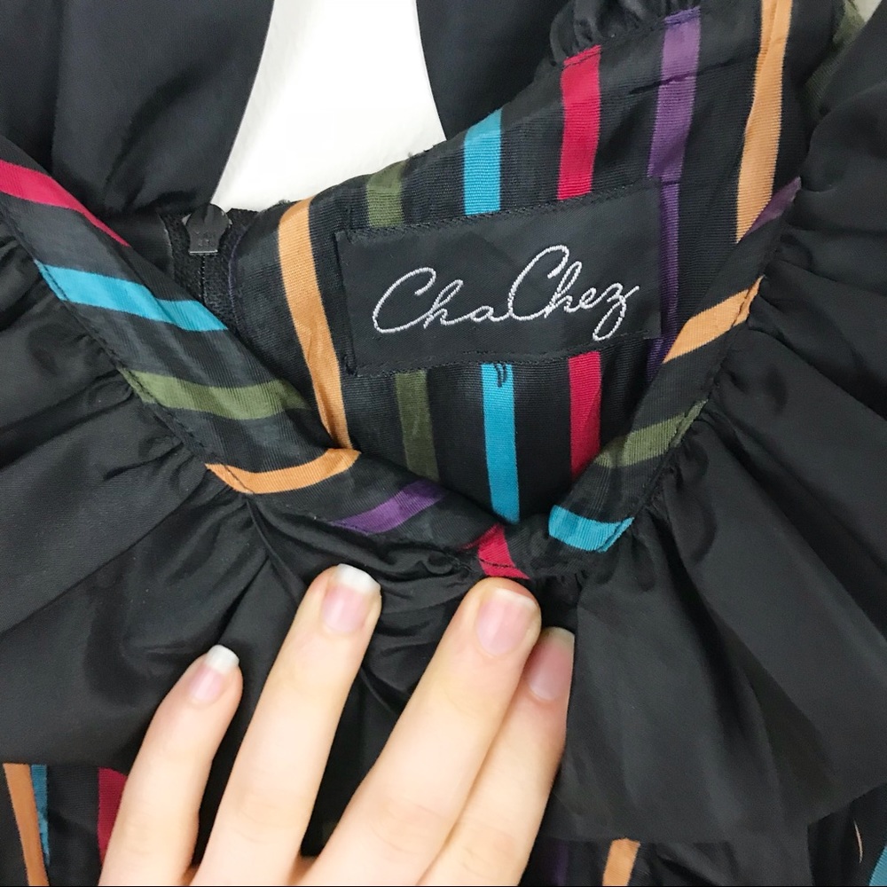 Vintage Party Dress | Colorful Stripped Midi - Picture 4 of 4